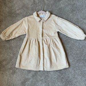 Zara - Girls Corduroy Button Up shirt dress